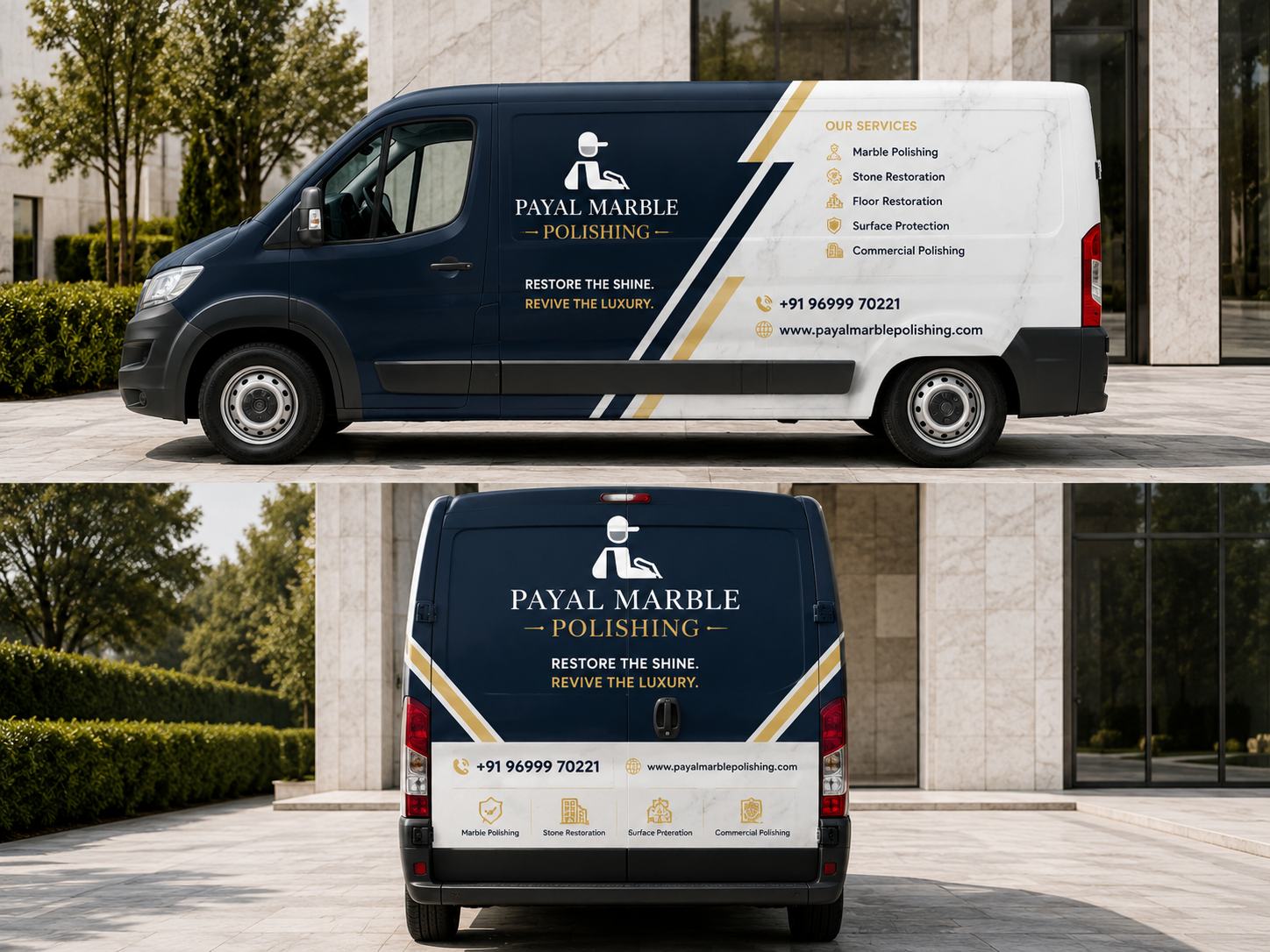 Payal Marble Polishing service van ready for on-site marble restoration